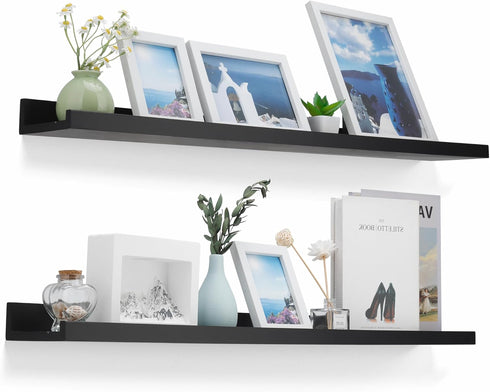 48 Inch Long Floating Shelves for Wall, Black Picture Ledge Shelf Wall