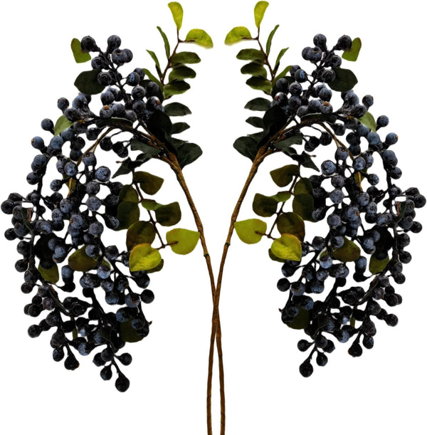 M2cbridge 2 Pcs Artificial Berries Plastic Foam Blueberry Christmas Picks Floral Arrangement 23"
