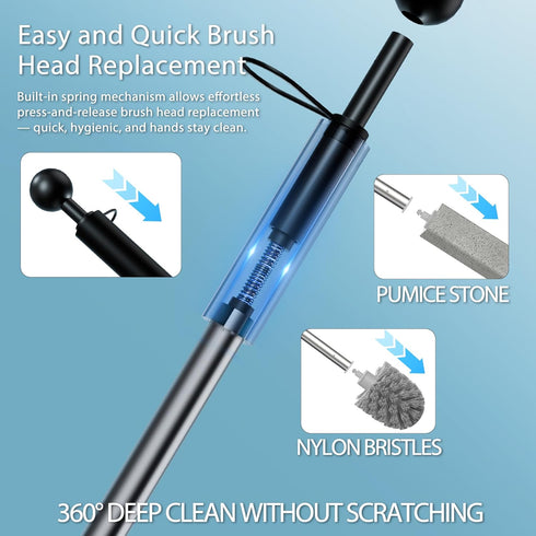 Set, 16.14 Inch 2 Toilet Bowl Cleaner Brush and Holder Pumice Stone with Handle for Cleaning, Hard Water Stain Remover