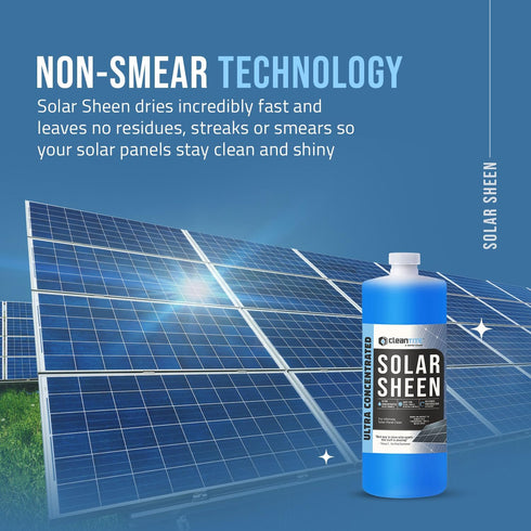 128 (32 oz) Solar Panel Cleaner Solar Sheen (Makes Gallons) - Super Concentrated Glass & Solar Panel Cleaning, Remove