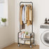 AOODA Small Clothes Rack with Shelves, Metal Sturdy Rolling Clothing Racks for Hanging Clothes, Portable Garment Rack