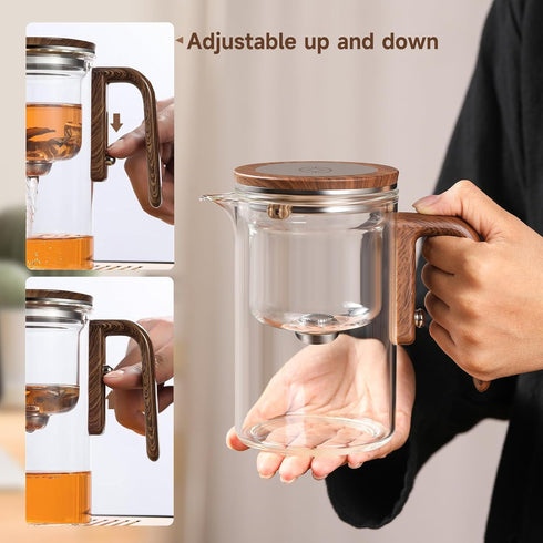 GrowCube 1000ML/33.82oz Tea Infuser Enchanti Tea Pot, Magic Glass Teapot with Infusers for Loose Tea, Detachable Glass