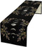 BenYaSong Boho Floral Moon Table Runner, Cotton Linen Non-Slip Dining Table Runners Black