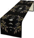 BenYaSong Boho Floral Moon Table Runner, Cotton Linen Non-Slip Dining Table Runners Black