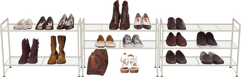 3-Tier Simple Houseware Stackable Shoes Rack Storage Shelf, White