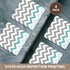 3dRose cst_179811_3 Set of 4 Ceramic Tile Coasters - Grey Chevron with Mint Turquoise Zig Zag Accent