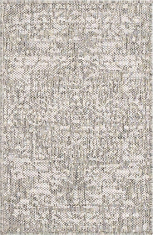 Unique Loom Outdoor Area Rug - Dubai, 2' 2" x 3' 1" Rectangle, Gray/Ivory Collection