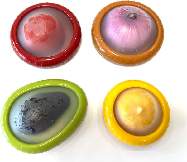 4PC Silicone Fruit and Vegetable Storage Containers Set for Fridge, Onion, Avocado, Tomato Saver