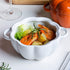 Pumpkin Bowl Set with Lid and Handle, 14 Oz Ceramic Ramekins for Baking, Oven Safe (White)