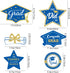 Blue and Gold Graduation Decorations Set of 24 - Class of 2025 Table Decor, Congrats Grad Party Supplies