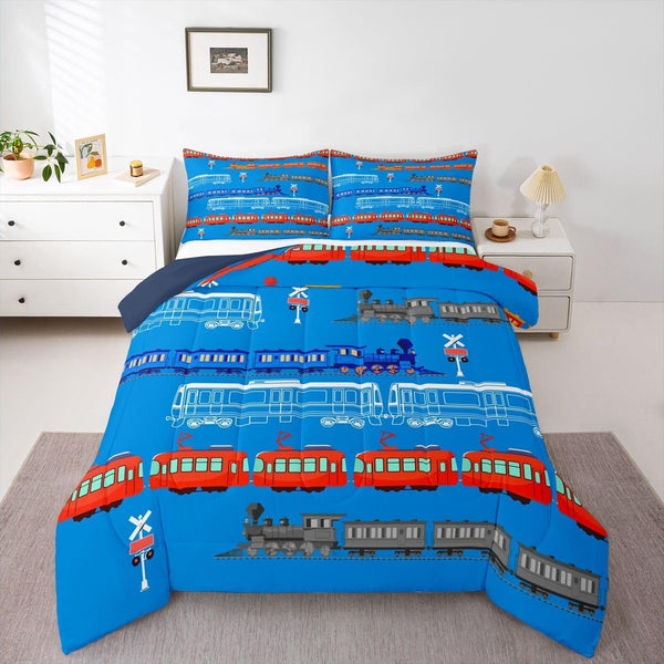 Feelyou Cartoon Car Comforter Set for Kids Boys Girls Vintage Car Comforter