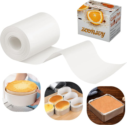 Baking Parchment Paper Side Liners for Round Cake Pans, Non Stick Pan Lining Paper 3.15in x 164ft, Pre-cut Heat