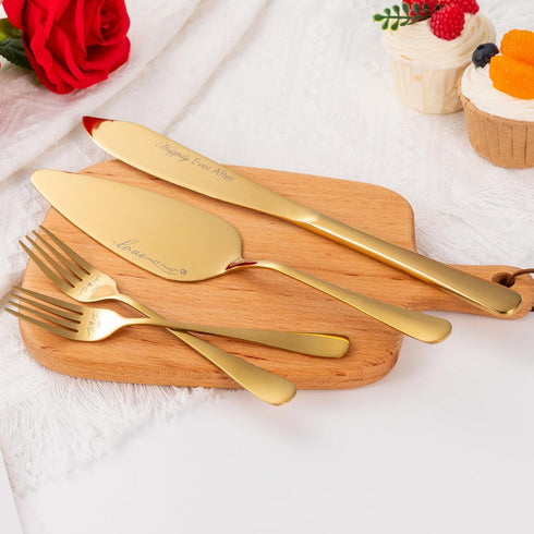 Wedding Cake Knife and Server Set, Mr and Mrs Forks, Cake Cutter Set for Wedding Anniversary and Bridal Shower Gifts