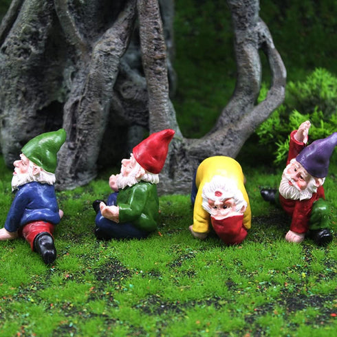 Yoga Gnome Miniature Garden Gnome, Fairy Garden Accessories Set of 4 Little Outdoor Gnomes