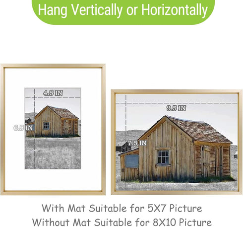Golden State Art, 8x10 Gold Picture Frame, Display Photo 5x7 with Mat or 8 x 10 Without Mat for Wall Mounting, Classic