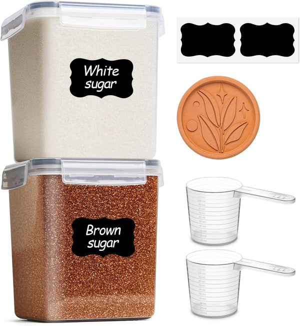 ComSaf Brown Sugar Container Set of 2 (2.5L/2.6Qt), Airtight Food Storage Containers