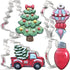 LILIAO Christmas Cookie Cutter Set, 4-pc Stainless Steel Cutters: Pickup Truck with Christmas Tree, Light Bulb, Ornament