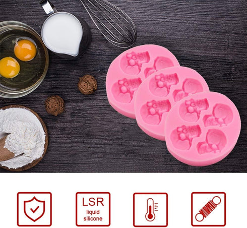 Chocolate Candy Molds, Halloween Skulls Silicone Fondant Mold Set of 3 for Cake Decoration