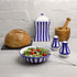 City to Cottage Ceramic Salt and Pepper Set - Handcrafted Navy Blue Stripe Shakers for Home, Restaurants, Weddings
