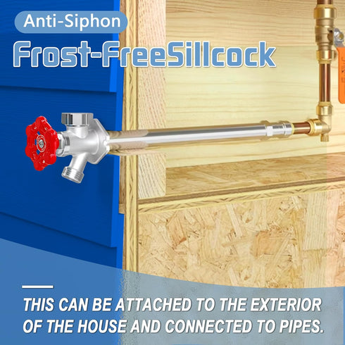 12inch 1/2" 3/4 Inch Boltigen Anti-Siphon Frost Free Sillcock, No Lead Brass Frost Proof Outdoor Faucet Bib