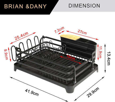 Counter, 16.5" 11.8" BRIAN & DANY Aluminum Dish Drying Rack, Dish Racks for Kitchen Dish Drainer with Removable Cutlery