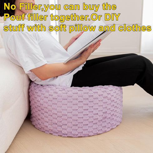20x20x12 Inches Asuprui Pouf Ottoman Unstuffed Floor Pouf Ottoman Foot Rest Round Poof Seat Floor Bean Bag Chair