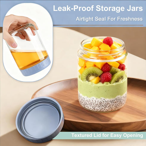 16oz 9 Pack Overnight Oats Containers with Lids, Wide Mouth Mason Jars with Lids, Glass Jars with Airtight lid for Chia