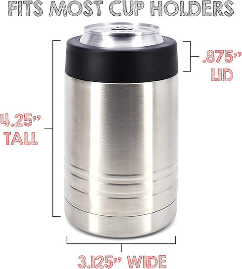 4-in-1 Stainless Steel 12 oz Double Wall Vacuum Insulated Can or Bottle Cooler, Fits 16 oz Cans, Clear Water Home Goods