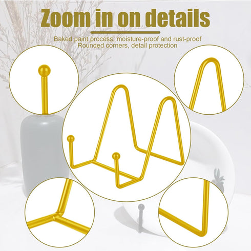 3 Pack Plate Stands for Display 3/4.5/6 Inch, Metal Picture Frame Holder, Small Easel Stand for Photo Plaque Art