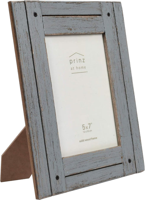 Prinz Homestead Rustic Wood Picture Frame, 5-Inch by 7-Inch, Distressed Finish, Tabletop or Wall Mount