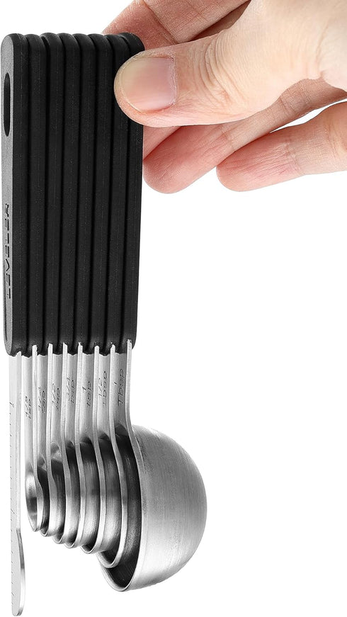 Spring Chef 8-Piece Stainless Steel Measuring Spoons Set with Leveler, Round Metal Teaspoon & Tablespoon
