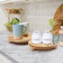 2 Pack Counter, Wood Riser for Decor, Wood Pedestal Stand for Display, Round Wooden Tray for Kitchen Wooden Pedestal