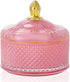 Glass Jewelry Jar, Diamond Faceted Candy Storage Bowl with Lid, Decorative Apothecary Canisters for Kitchen