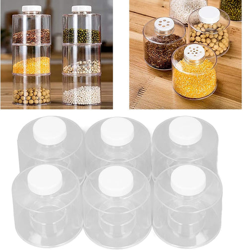 6pcs Spice Jars, Stackable Plastic Spice Jar with Shaker Lids, Clear Dredge Spice Shaker Containers for Storing Spice,