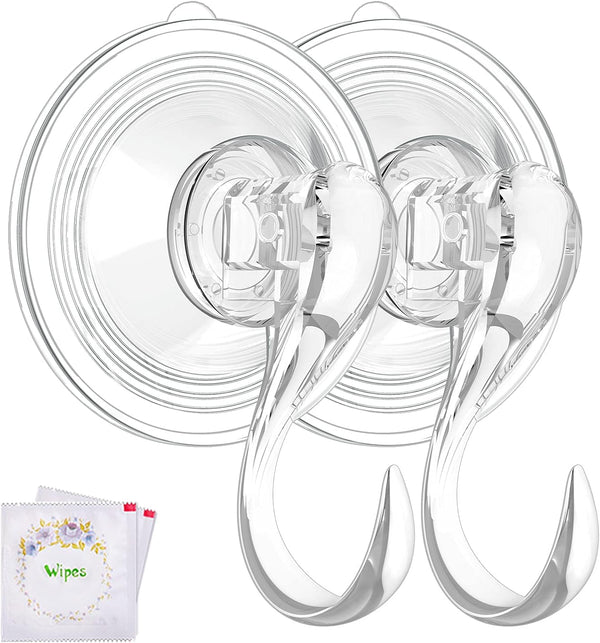 VIS'V Wreath Hanger, Large Suction Cup Wreath Hooks, Heavy Duty, 22 LB Capacity, Clear, 4 Pcs