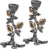 Zion Judaica Artistic Candlestick Set, Antique Looking Candle Holder with Pomegranates in Silver and Gold