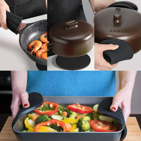 4 Pcs Trivets for Hot Dishes, Kitchen Heat Resistant Pot Holders, Extra Thick Non Slip Silicone Mat, Hot Pads