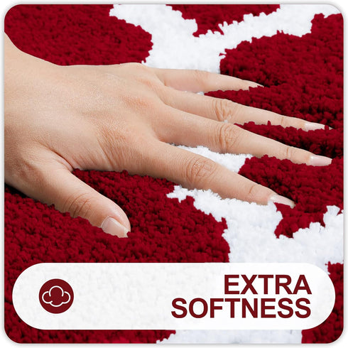 OLANLY Bathroom Rugs 47x17, Soft and Absorbent Microfiber Bath Rugs, Non-Slip Shaggy Shower Carpet, Machine Wash Dry, Bath Mats for Bathroom Floor, Tub and Shower, Burgundy