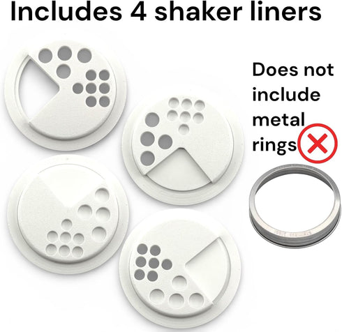 Delta Loom 4 Pack Adjustable Spice Shaker Lids for Mason Jars | Plastic Seasoning Jar Lids with Shaker & Pour Options |