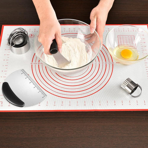 Pastry Utensils Set - Stainless Steel Pastry Blender, Dough Cutter, Biscuit Cutter, Silicone Baking Mats (5 Pcs/Set)
