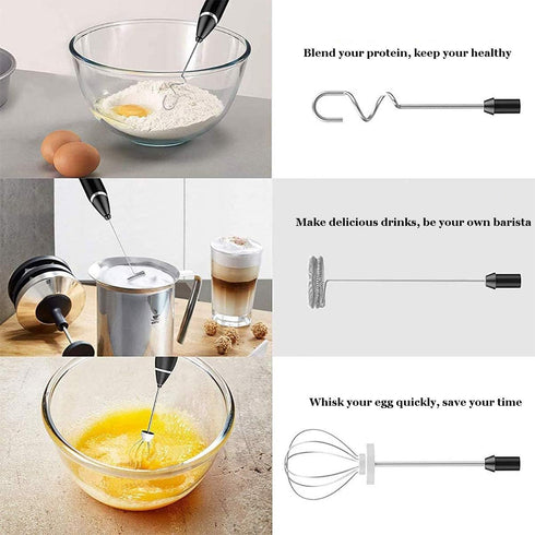 Handheld Milk Frother, USB Rechargeable, Adjustable 3 Speeds, Mini Blender Drink Mixer for Coffee, Hot Chocolate
