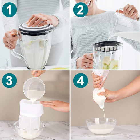 6 Pack 3 Boao Nut Milk Bags - Reusable Food Strainer Bags with Fine Mesh Nylon Drawstring, Sizes