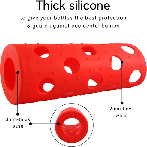 6-Pack Brieftons Silicone Sleeves: Insulated Anti-Slip Protection Covers, Ultra Thick & Durable, Better Than Neoprene