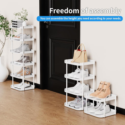 Altdnmaf 6 Tier Narrow Shoe Storage Rack, Compact Single Shoerack Stand for Slim Space, Stackable Tall Thin Show Tower