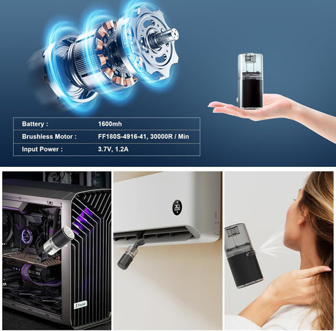 Portable Cordless Electric Air Pump, Handheld Vacuum Cleaner for Inflation, Deflation, and Vacuum Storage Bags