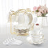 DUJUST Tea Cups and Saucers with Golden Trim,Set of 6 (7 OZ),