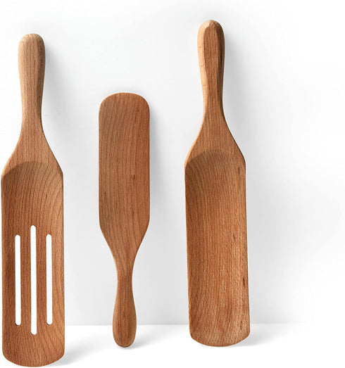 GRACE'S Spurtle Wooden Kitchen Utensil Set, Cooking Spoons and Tools for Nonstick Cookware