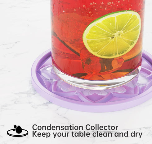 Set 6 Pack HFHOME Silicone Coasters for Drinks - With Holder, Table Cup Mat for Coffee Table, Desk, Bar - Tabletop