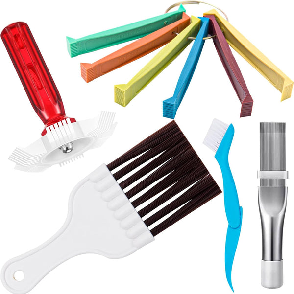 5 Pcs Air Conditioner Fin Cleaner Set, 3 Different AC Fin Comb, 2 Different Brush for Evaporator Radiator Repair