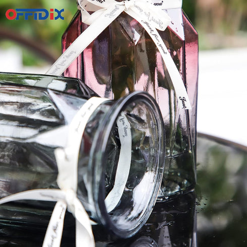 OFFIDIX Glass Vase, Geometric Faceted Design Flower Vase for Weddings, Events, and Home Decor Arrangements.